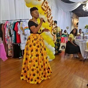 Sunflower Maxi Skirt/ Custom Made/ One of a Kind